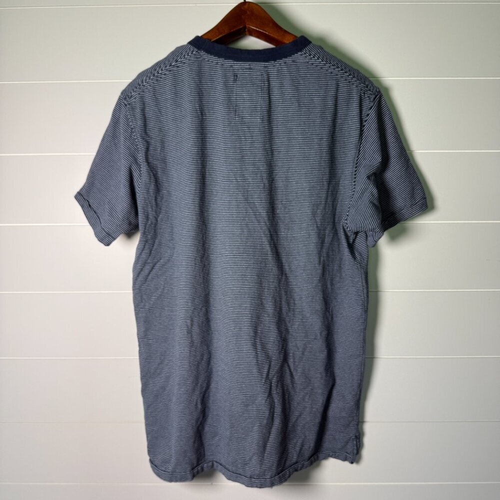 Relwen Men Knit T-Shirt Short Sleeves Navy & White Stripe Size 2X - Picture 3 of 5